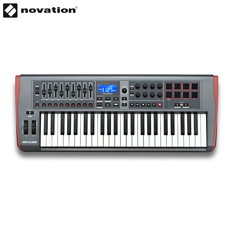 Novation Impulse 49 USB MIDI Controller KB 4 Octave, Touch Sensitive Controls, LED Light Rings MIDI Controller/Keyboard IMG