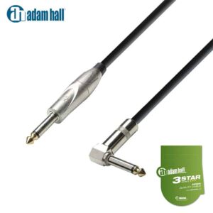 Adam Hall Instrument Cable 6.3MM TS Male to 6.3MM Angled TS Male (6 Meter) Cable & Connectors IMG
