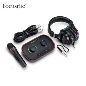 Focusrite Vocaster One USB-C Studio Podcasting Audio Interface Bundle Home Recording/Music Production Set IMG